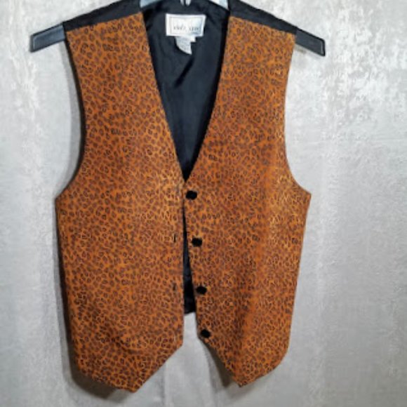 Vintage Erez Levy Leather Animal Print Vest - Picture 1 of 7